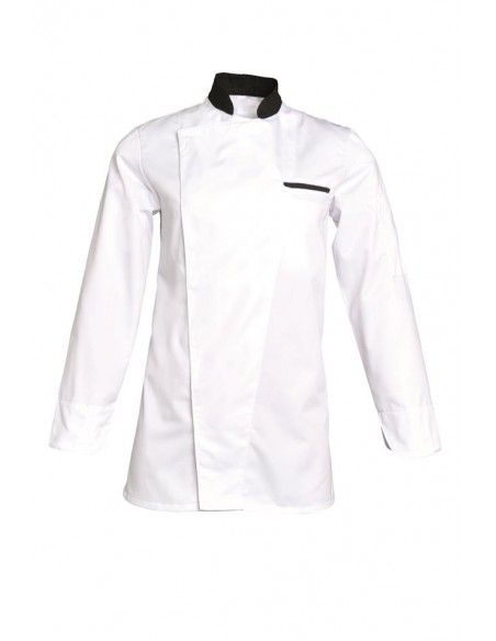 Alexmlp000 - Veste de cuisine SNV - manches longues, col noir, coton/poly 50/50_0