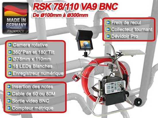Caméra d'inspection sur dévidoir RSK 78/110-VA9-BNC - rotative 360°Pan & 180°Tilt - câble 60 ou 80m_0