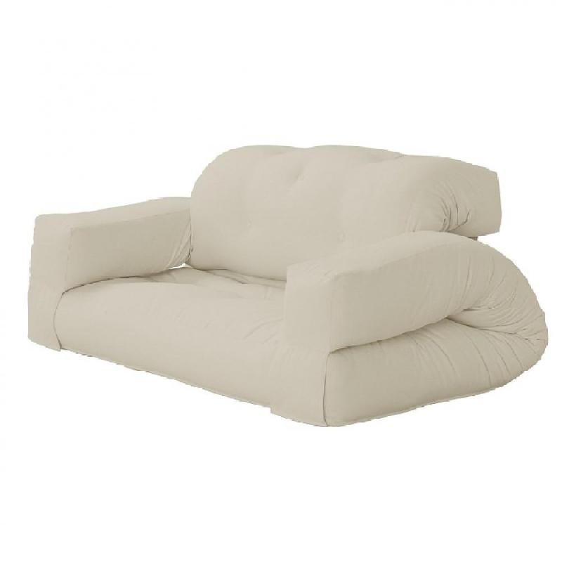 Canapé futon convertible HIPPO SOFA - Beige - Matelas 140x200 cm - Épaisseur 25 cm_0