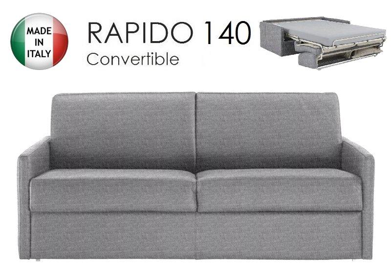 CANAPÉ LIT 3 PLACES SUN CONVERTIBLE EXPRESS 140CM TWEED GRIS SILEX  MATELAS ÉPAISSEUR 16CM_0