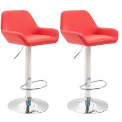 CLP Lot de 2 tabourets de bar Braga en Similicuir Rouge/Chrome - rouge polyester 316078_0