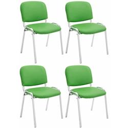 CLP Lot de 4 Chaises de visiteur Ken en similicuir et pieds en métal chromé Vert - vert polyester 318902_0