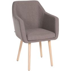 Décoshop26 - Chaise de salon avec accoudoirs quatre pieds résistants en bois clair assise en tissu taupe 10_0003490 - 3000251609288_0