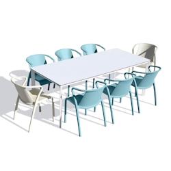 EZPELETA Ensemble repas de jardin 8 places en aluminium laqué blanc - MEET - blanc aluminium MEET-TB200B-FADO-AS_0