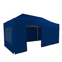 FRANCE BARNUMS Tente pliante PRO 4x6m pack fenêtres - 6 murs - ALU 45mm/polyester 380g Norme M2 - bleu - FRANCE-BARNUMS - bleu aluminium 1391F_0