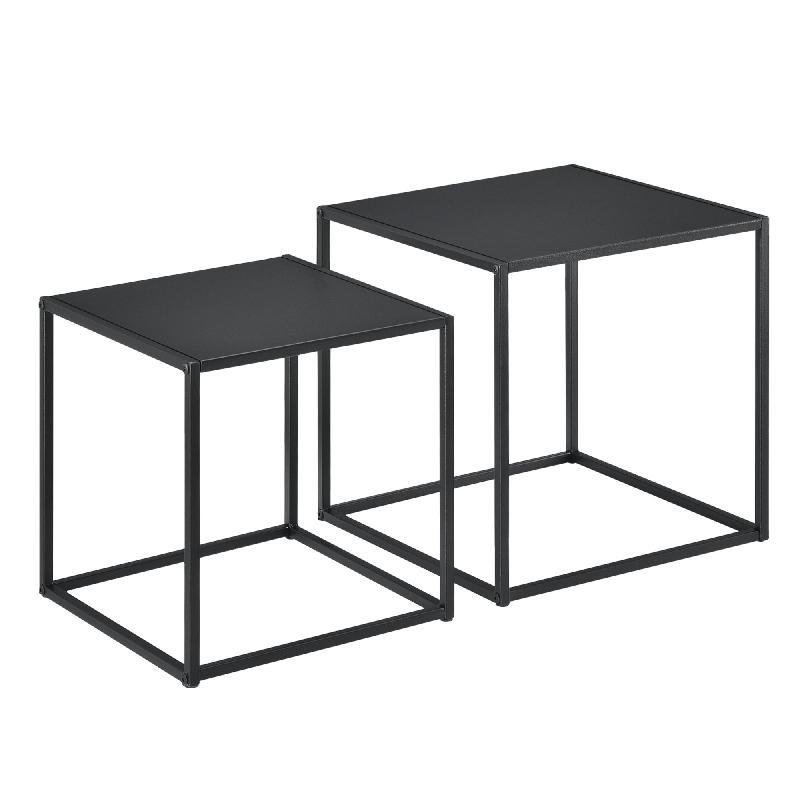 LOT DE 2 TABLES BASSES DE FORME CARRÉ EN MÉTAL NOIRES MAT 03_0005776_0