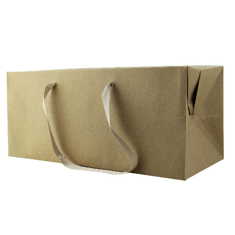 Nvase Ecolomique - 25 Pcs - Sac boîte carton kraft - 30 x 20 cm, Hauteur: 17 cm, Poignées tissu - ECO210BXBAG - marron en carton NVS210BXBAG_0