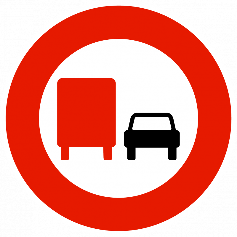 Panneau de prescription temporaire BK3a - Interdiction de dépasser pour poids lourds_0