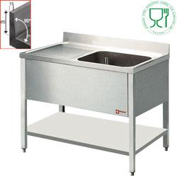 Plonge inox 1 cuve 500x500xh325 1 égouttoir gauche + piétement + profondeur 600 mm gamme standard line 1200x600xh880/900 plonges inox avec soubassement soude - L1211S/6_0