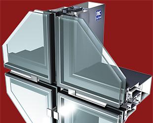 Profilés en aluminium pour mur-rideau - Elegance 52 SG avec vitrage extérieur collé et isolation thermique_0