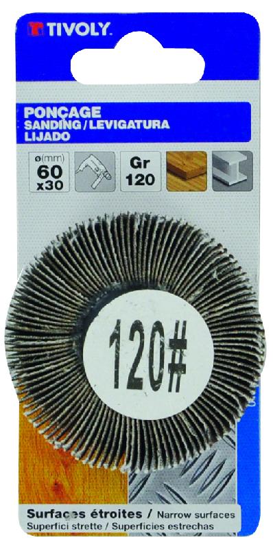 Roue à lamelles pour métal TIVOLY - Ø60 mm - EP 30 mm - tige 6 mm - GR120_0