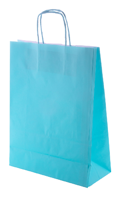 Sac en papier kraft - Poignée torsadée - Couleur bleu clair - 100 g/m²_0