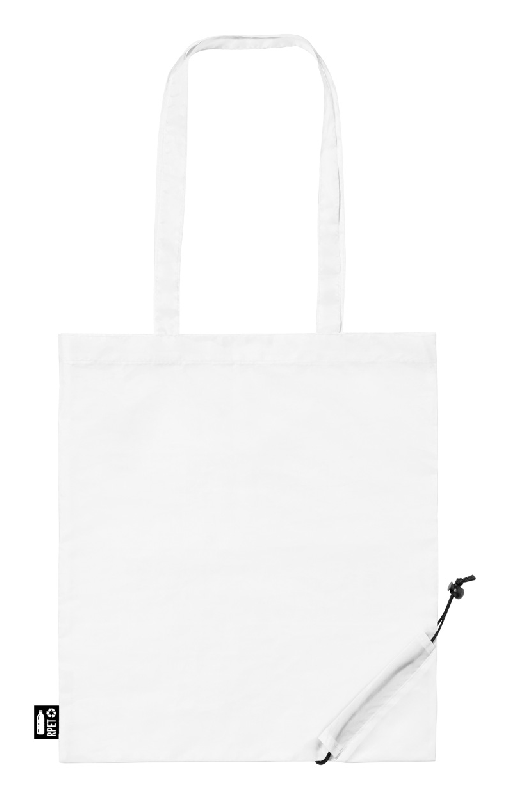 Sac shopping pliable - Polyester RPET 190T - Labélisé RPET - Anses longues - Couleur blanc_0