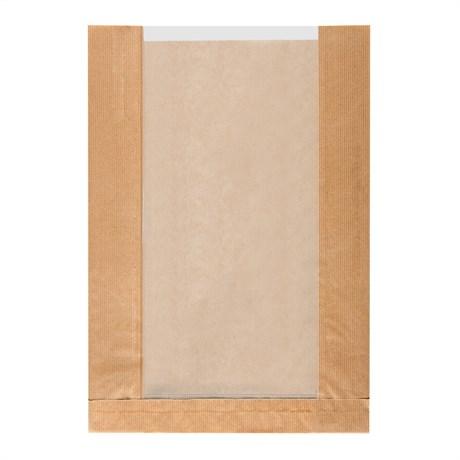 SACHET PAIN ROND AVEC FENÊTRE FEEL GEEN 36 G/M² 26+10X38 CM KRAFT NATUREL (VENDU PAR 125)