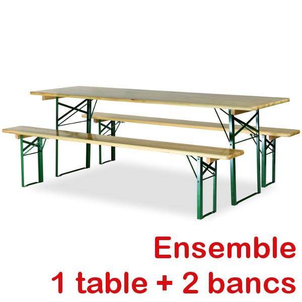 Ensemble bancs et table de brasserie avec pieds profilés Profondeur 700 mm_0