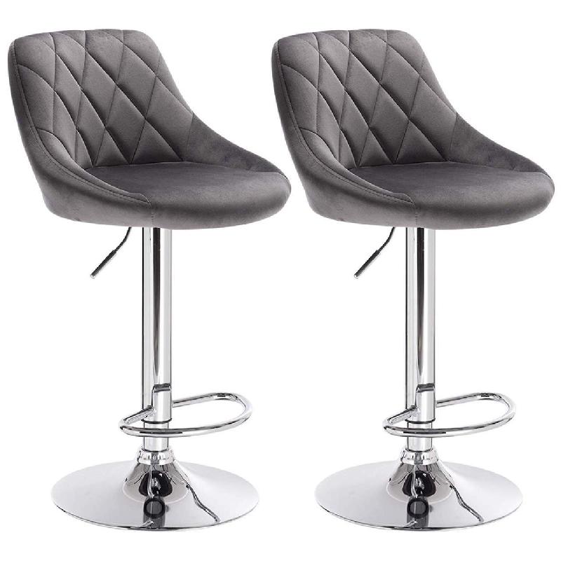 TABOURET DE BAR EN VELOURS LOT DE 2 PIÈCES GRIS FONCÉ 19_0000395_0