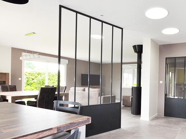 Verrière sur mesure FACTORY - Aluminium, vitrage centré, pour cuisine, entrée, salon, salle de bain, chambre ou mezzanine_0