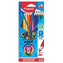 12 CRAYONS DE COULEUR COLOR'PEPS ''STRONG'' MINE RÉSISTANTE EN POCHETTE CARTON - LOT DE 12