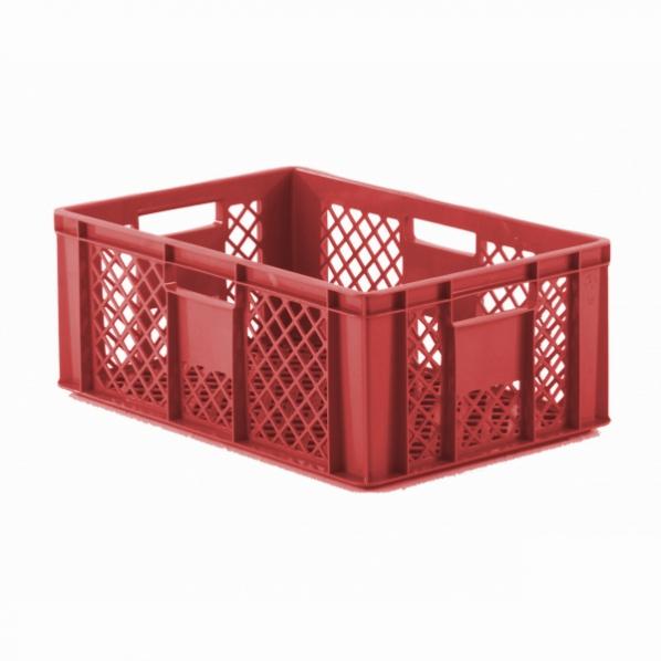 Bacs alimentaires ajourés 600 x 400 mm - Hauteur 240 mm - Rouge - Polyéthylène haute densité_0