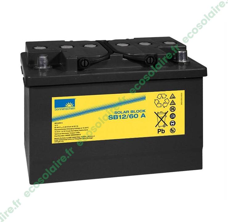 Batterie Sonnenschein Solar Block SB12/60 - 60Ah 12V - Étanche au gel - 2 colliers + 2 capuchons_0