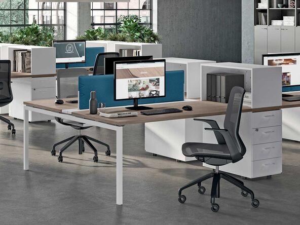 Bureau bench 2 personnes Aroma avec caisson et passage de câbles_0