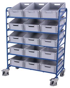 Chariot porte bac - variofit - 92kg - norme européenne avec 15 bacs plastiques - SW‑610.302_0