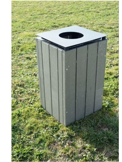 Corbeille publique G&D recyclée - Dim : 46x42x72 cm - Résistante et imputrescible_0
