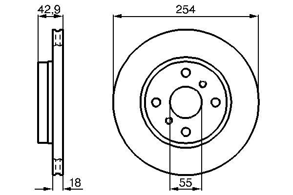 Disque de frein Bosch 0986478585 - ventilé, avant, boîte de 2 disques, 4 trous_0
