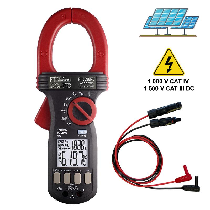 FI5098PV-KIT | Kit comprenant une pince FI5098PV et un jeu de cordons FIDL1-PV1500PV - MC4, 1500V cat III DC, photovoltaïque_0