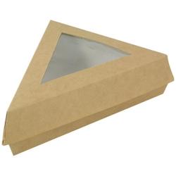Firplast Boîte pâtissière triangle carton kraft brun avec fenêtre 170x170x130 mm par 300 - marron 3700466023618_0