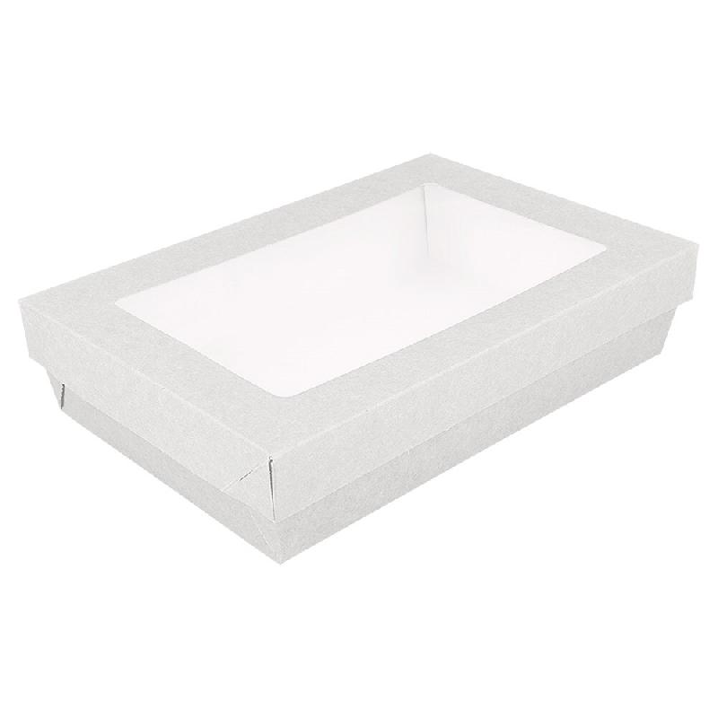 García de Pou 200 Unités - Petites Boîtes+Couvercles Avec Fênetre 'Thepack' 1300 Ml 250 G/M2 + 12Pp + Opp 21X14X5 Cm Blanc Carton - Garcia de Pou_0
