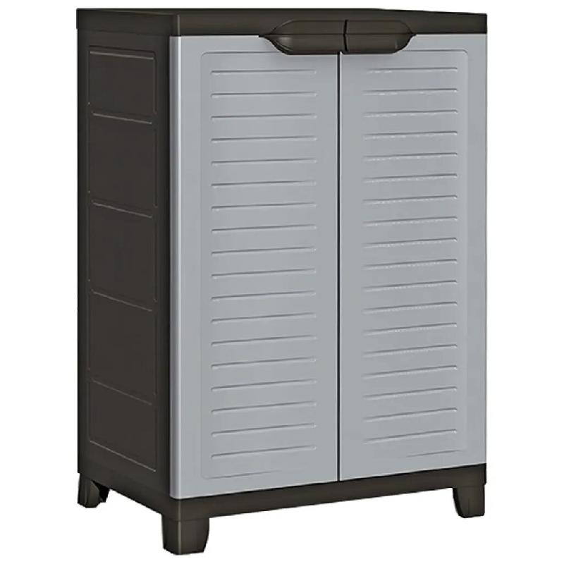 Helloshop26 - Armoire de rangement compacte 65 x 45 x 97 cm avec 2 portes et 3 étagères bureau garage en plastique gris 02_0046949 - gris 3000234514_0