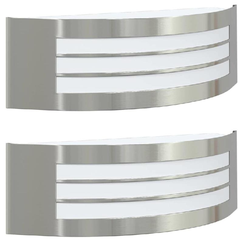 Helloshop26 - Lot de 2 appliques murales modernes pour extérieur 32 x 10 x 10 cm éclairage fiable minimaliste en acier inoxydable 02_0056524 - inox_0