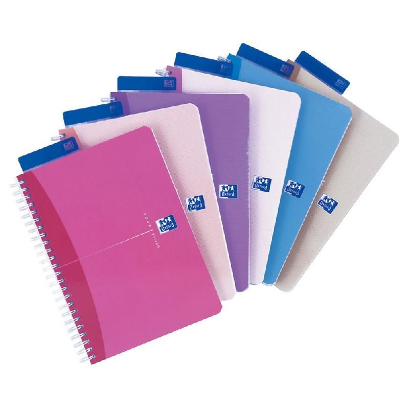 OXFORD CAHIER À SPIRALES BEAUTY - FORMAT A5 (90 G/M2) - 180 PAGES LIGNÉES - COULEURS ASSORTIES (PRIX À L'UNITÉ)