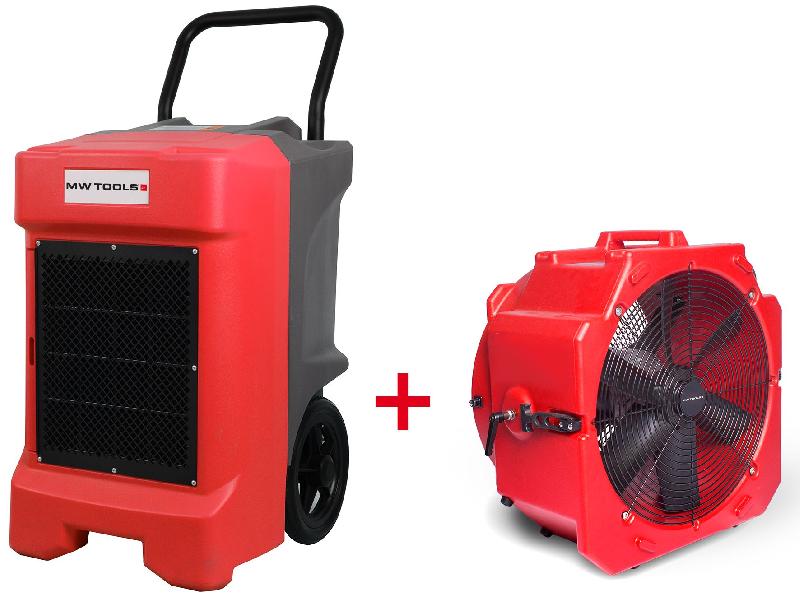 Pack déshumidificateur 90L/Jour BDP90 avec pompe + ventilateur brasseur d'air ø600mm 265W MV600L - MW Tools_0