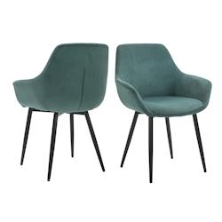 SalesFever Fauteuil | Ensemble de 2 | Aspect velours côtelé | Tissu structuré (100% polyester) | L 64 x P 59 x H 86 cm | Vert - vert multi-matéria_0