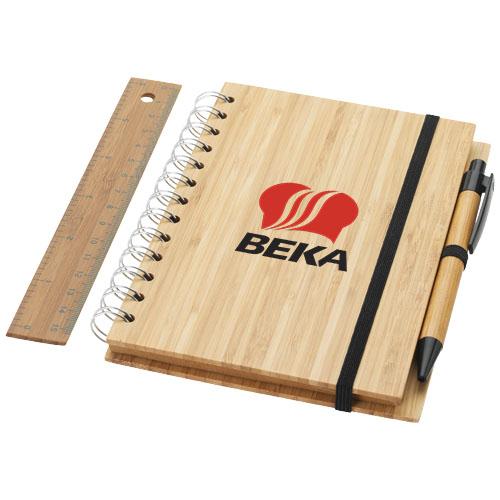 Set bloc-note format b6 en bambou avec stylo et règle franklin 10634300_0