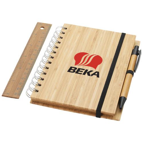 Set bloc-notes format B6 en bambou avec stylo et règle - Franklin 10634300_0