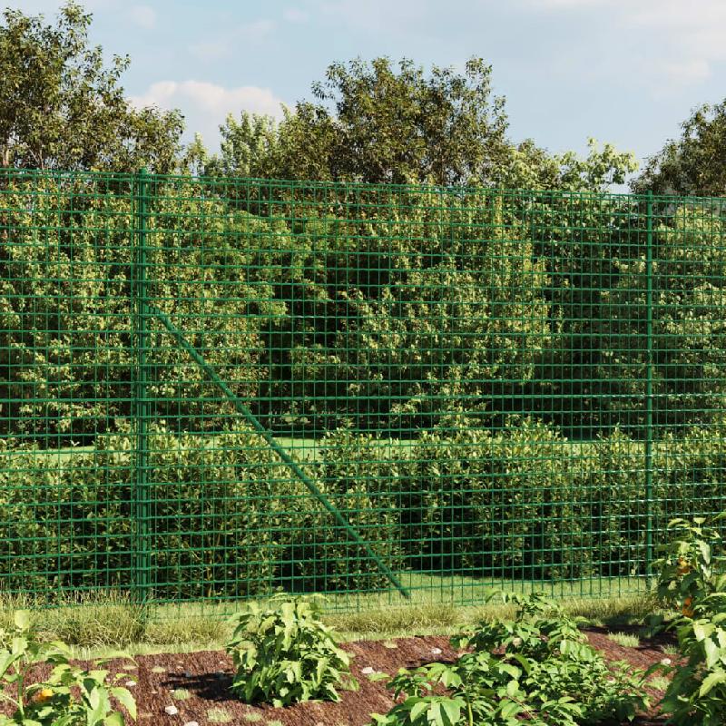 Vidaxl clôture en treillis métallique avec bride vert 2,2x25 m 154159_0