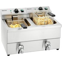Bartscher Friteuse inox double 2 x 8 Litres à poser, IMBISS, 6500 W, 220 V - MONO - Acier inoxydable 18/10 A150407_0