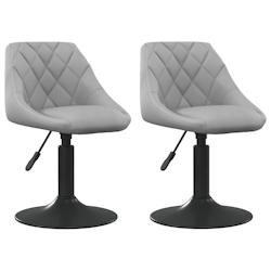 Décoshop26 - Lot de 2 chaises de salle à manger siège pivotant hauteur réglable en velours gris clair et acier DEC025244 - gris 3000255150335_0