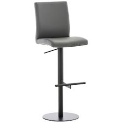 Décoshop26 - Tabouret de bar x1 réglable en hauteur et pivotant à 360° plateforme ronde en métal noir assise en PVC gris 10_0004569 - gris 300025_0