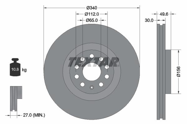 Disque de frein Textar 92229803 - ventilé de l'intérieur - boîte de 1 disque_0