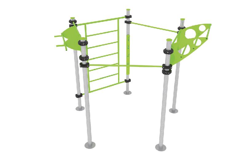 ENSEMBLE STREET WORKOUT 5 POTEAUX EN PENTAGONE - FIXATION PLATINES - MANUTAN COLLECTIVITÉS