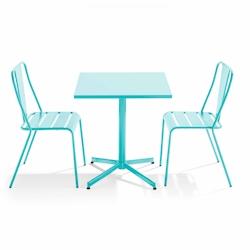Oviala Business Ensemble table inclinable de terrasse et 2 chaises turquoise - Oviala - bleu acier 109474_0