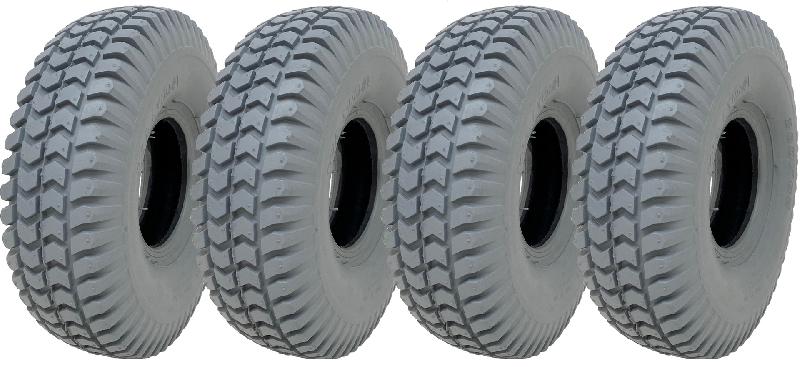 Pneus gris pour scooter de mobilité 260 x 85, pneu bloc, 3.00-4, non marquant - jeu de 4_0