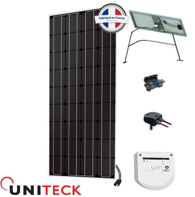 Kit panneau solaire 100W Uniteck 12V MPPT pour bateau avec fixation balcon et régulateur_0