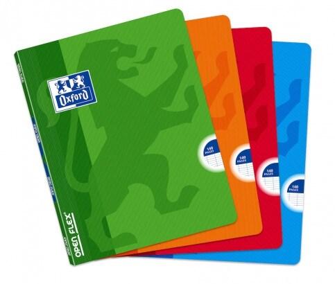 Oxford Lot de 5 Cahier Openflex piqué 17x22, 140p./70 feuilles 90g/m², Séyès, coloris assortis (4) - 3020120040387_0
