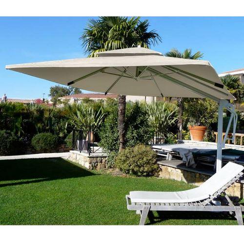 PARASOL ALUMINUM CARRÉ 3X3M DECOR D'HONFLEUR ECRU