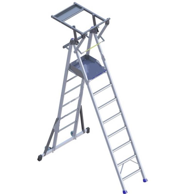 Plateforme individuelle roulante 8R ULTRALU - porte-outils intégré, 8 marches, aluminium pliable_0